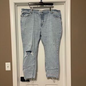Abercrombie & Fitch Blue Distressed Relaxed Fit Skinny Jeans